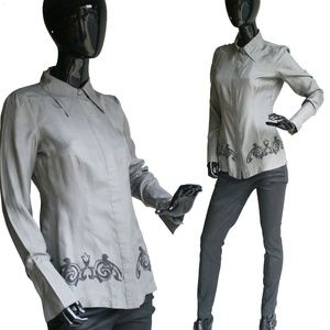 Beautiful Vintage Marisak Gray Silk Shirt Size Sma
